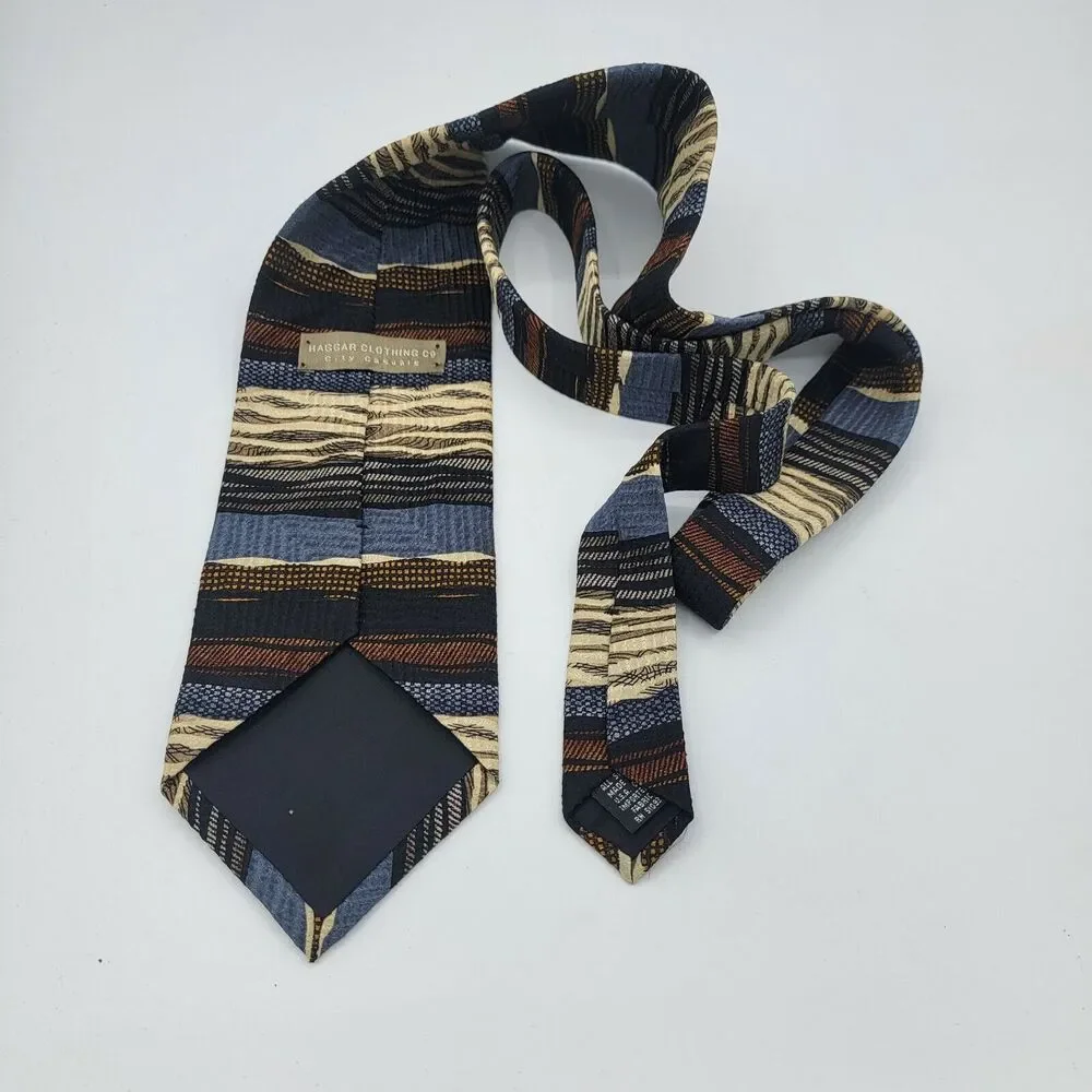 Mens Necktie Haggar clothing co. Tan and Blue, Size Is 57in x 4in Vintage